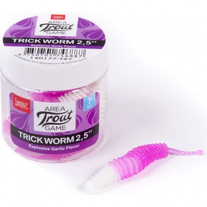 Слаги съедобные искусственные LUCKY JOHN PRO SERIES TRICK WORM 2.5in (64 мм), цвет t97, 7 шт 140177-T97