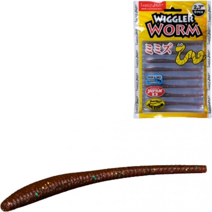 Слаги съедобные искусственные LUCKY JOHN PRO SERIES WIGGLER WORM, 2.3in (5.84 см), цвет pa03, 9шт. 140153-PA03