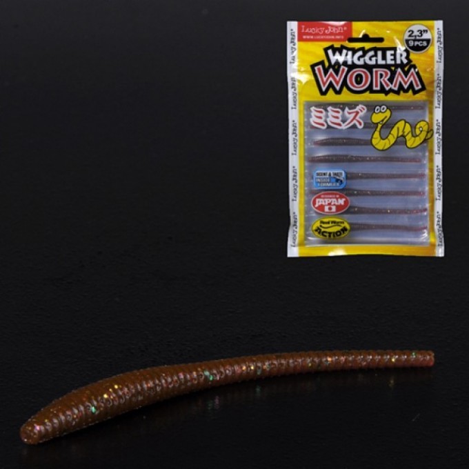 Слаги съедобные искусственные LUCKY JOHN PRO SERIES WIGGLER WORM, 2.3in (5.84 см), цвет s13, 9шт. 140153-S13