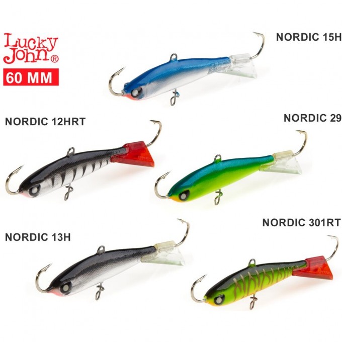 Балансиры LUCKY JOHN набор MIX NORDIC 6 60мм/12HRT/13H/15H/29/301RT 5шт без тройника LJB-012SET