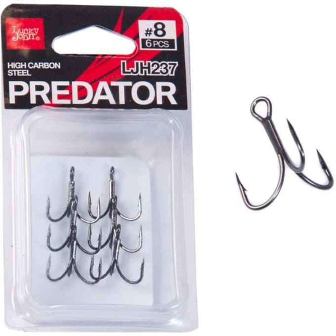 Крючки-тройники LUCKY JOHN PREDATOR LJH237 №8, 6 шт LJH237-008