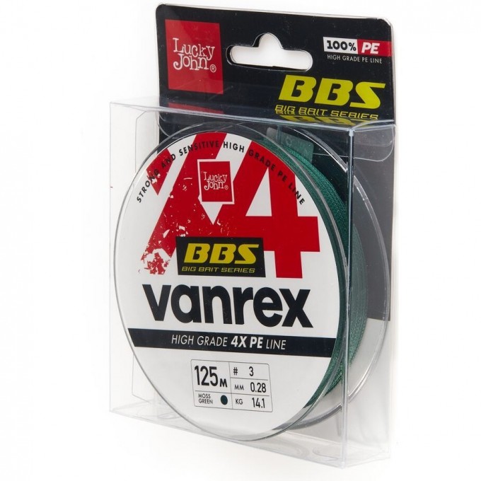 Леска плетёная LUCKY JOHN VANREX BBS Х4 BRAID MOSS Green 125 м - 0,45 мм LJ4114-045