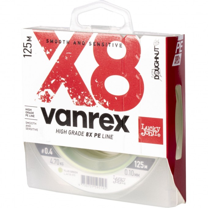 Леска плетёная LUCKY JOHN VANREX Х8 BRAID FLUO GREEN 125 м - 0,10 мм LJ4118-010