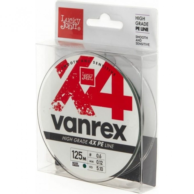 Леска плетёная LUCKY JOHN VANREX X4 BRAID MOSS GREEN 125 м - 0,12 мм LJ4114-012