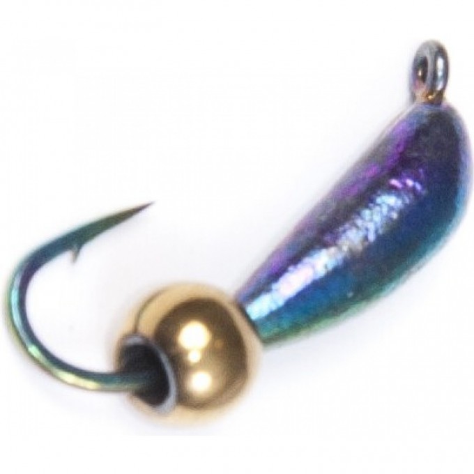 Мормышка вольфрамовая LUCKY JOHN БАНАН спортивный бензин с петелькой и диско шаром золото 025/GO LJ36060-05