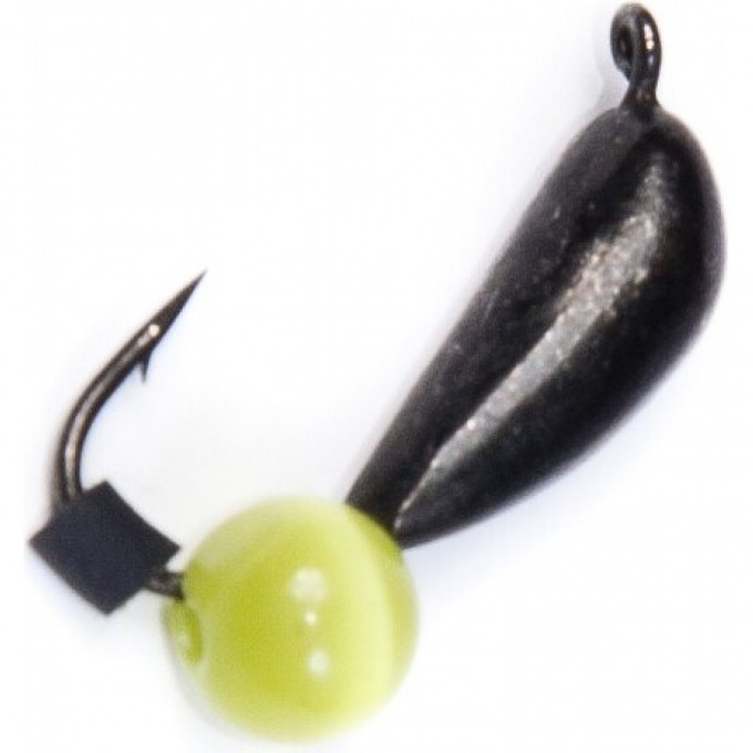 Мормышка вольфрамовая LUCKY JOHN БАНАН СПОРТИВНЫЙ с петелькой и бисером желтый кошачий глаз 25мм, цвет Y LJ36060-02