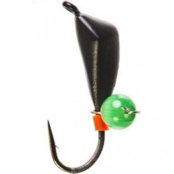 Мормышка вольфрамовая LUCKY JOHN БАНАН спортивный с петелькой и бисером зеленый кошачий глаз 025/GR LJ36060-01