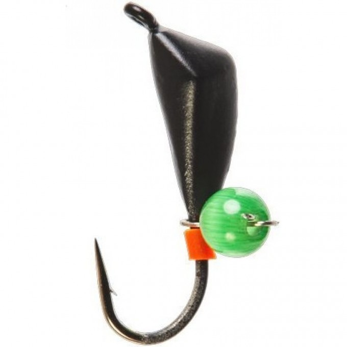 Мормышка вольфрамовая LUCKY JOHN БАНАН СПОРТИВНЫЙ с петелькой и бисером зеленый кошачий глаз 25мм, цвет GR LJ36060-11