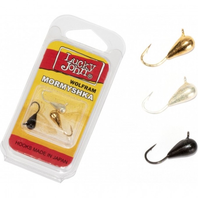 Мормышки вольфрамовые LUCKY JOHN 3шт набор 15, КАПЛЯ с петелькой, диаметр 040мм, цвет G, S, B блистер LJTM-015SET