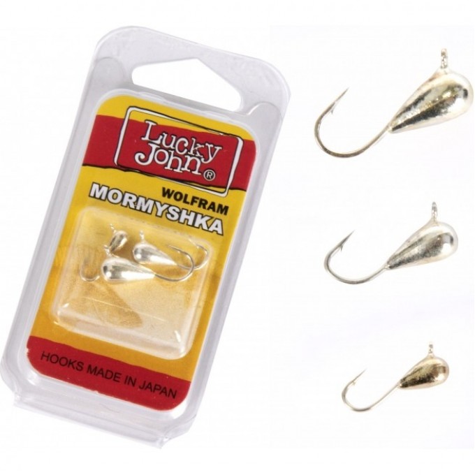 Мормышки вольфрамовые LUCKY JOHN 3шт набор 16, КАПЛЯ с петелькой, диаметр 030мм, 040мм, 050мм, цвет S LJTM-016SET