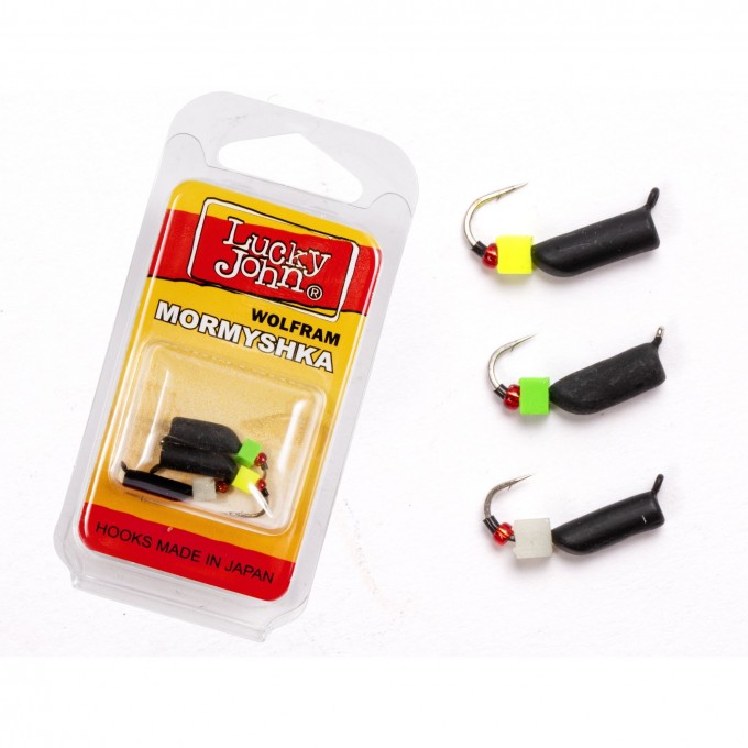 Мормышки вольфрамовые LUCKY JOHN с петелькой 3шт набор СТОЛБИК безнасадочный LJTM-028SET