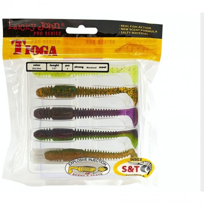 Мягкая съедобная приманка LUCKY JOHN PRO SERIES TIOGA 4.5 in (114 мм), цвет MIX1 5шт 140185-MIX1