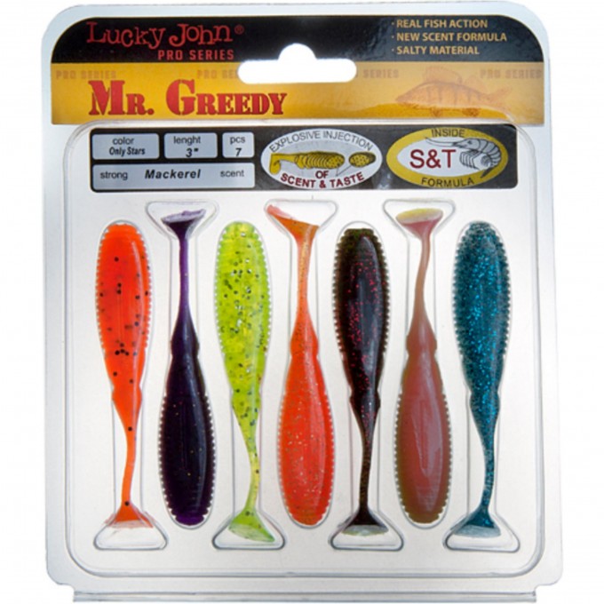 Мягкая съедобная приманка LUCKY JOHN PRO SERIES MISTER GREEDY 3.9 in (99 мм), цвет mix1 5шт 140116-MIX1